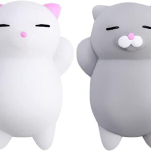 Nutty Toys Squishy Cat Set - 2 Soft Silicone Kawaii Kitties, Stress Relief Sensory Gifts