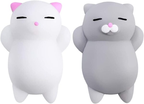 Nutty Toys Squishy Cat Set - 2 Soft Silicone Kawaii Kitties, Stress Relief Sensory Gifts