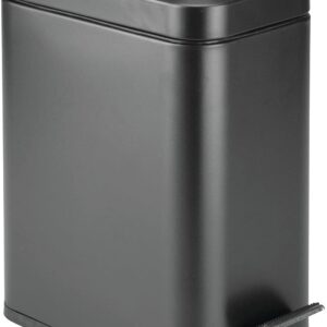 1.3 Gallon Rectangular Slim Profile Metal Step Trash Can Wastebasket