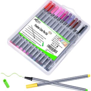 24 Color No Bleed Through Pens Markers Set 0.4 mm Fine Line Colored