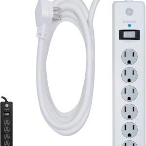 GE 6-Outlet Surge Protector, 10 Ft Extension Cord, Power Strip