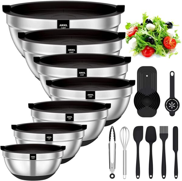 Mixing Bowls with Airtight Lids, 20 piece Stainless Steel